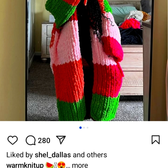 WARM KNIT UP Oversized Sweater Coat size XL.Bright Pink color.UNISEX - Picture 4 of 6